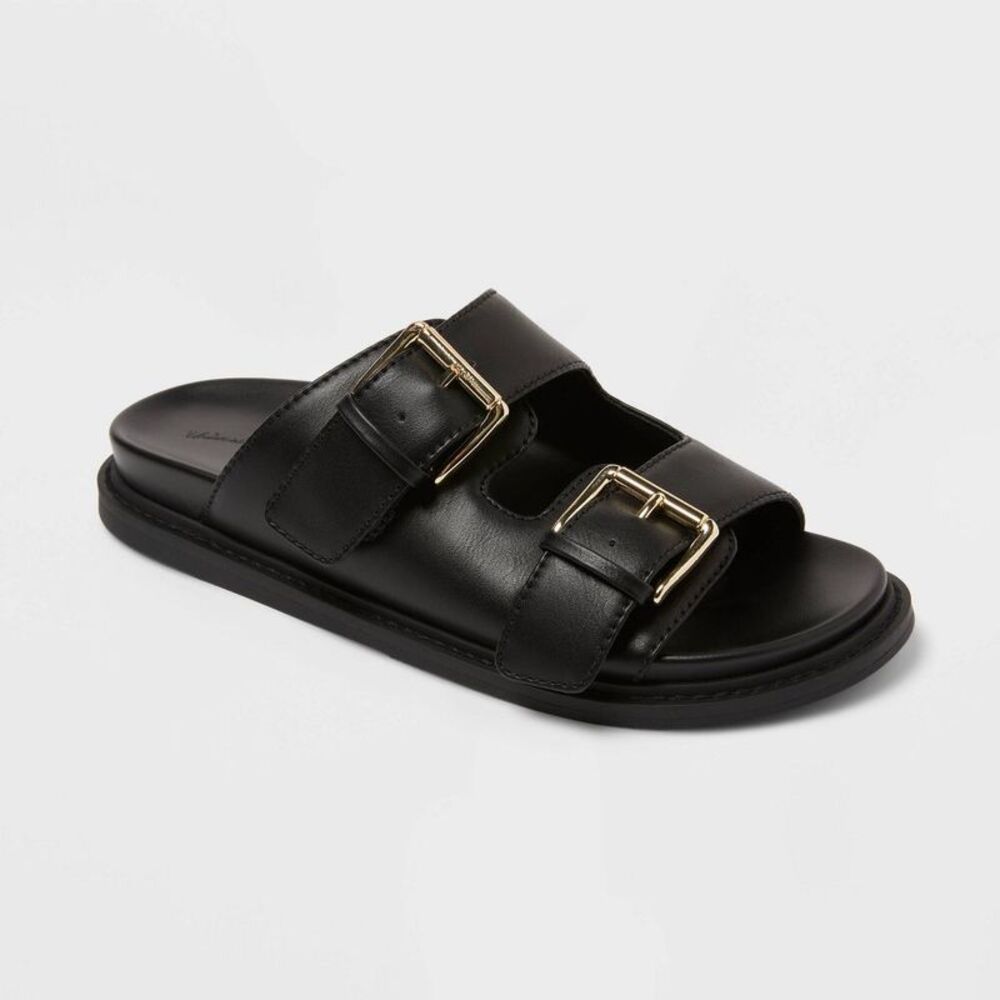 Women’s Wide Width Hayes Sandals with Memory Foam Insole - Black 7W